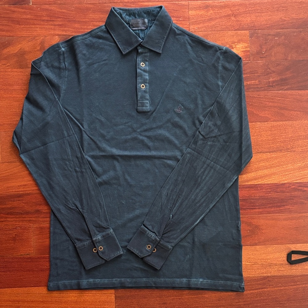 Brooksfield Dark Blue Long Sleeve Polo Shirt